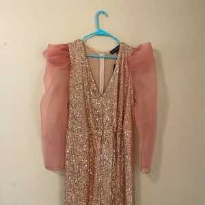 ELOQUII Sparkly Sequin Jumpsuit with Chiffon Sleeves - NEVER WORN with Tags!